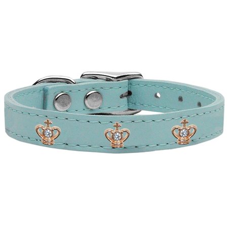 MIRAGE PET PRODUCTS Gold Crown Widget Genuine LeaTher Dog CollarBaby Blue Size 22 83-48 BBL22